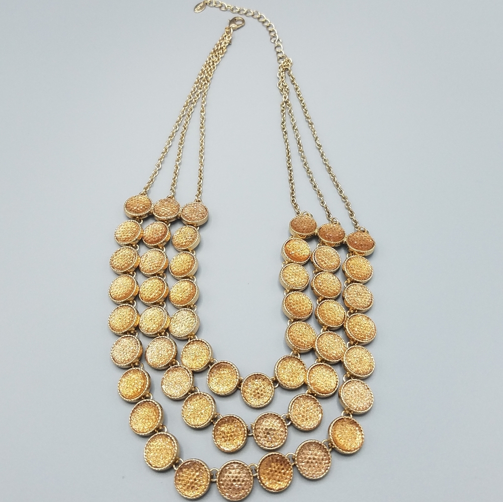 Shimmering Rhinestone Gold Tone Necklace